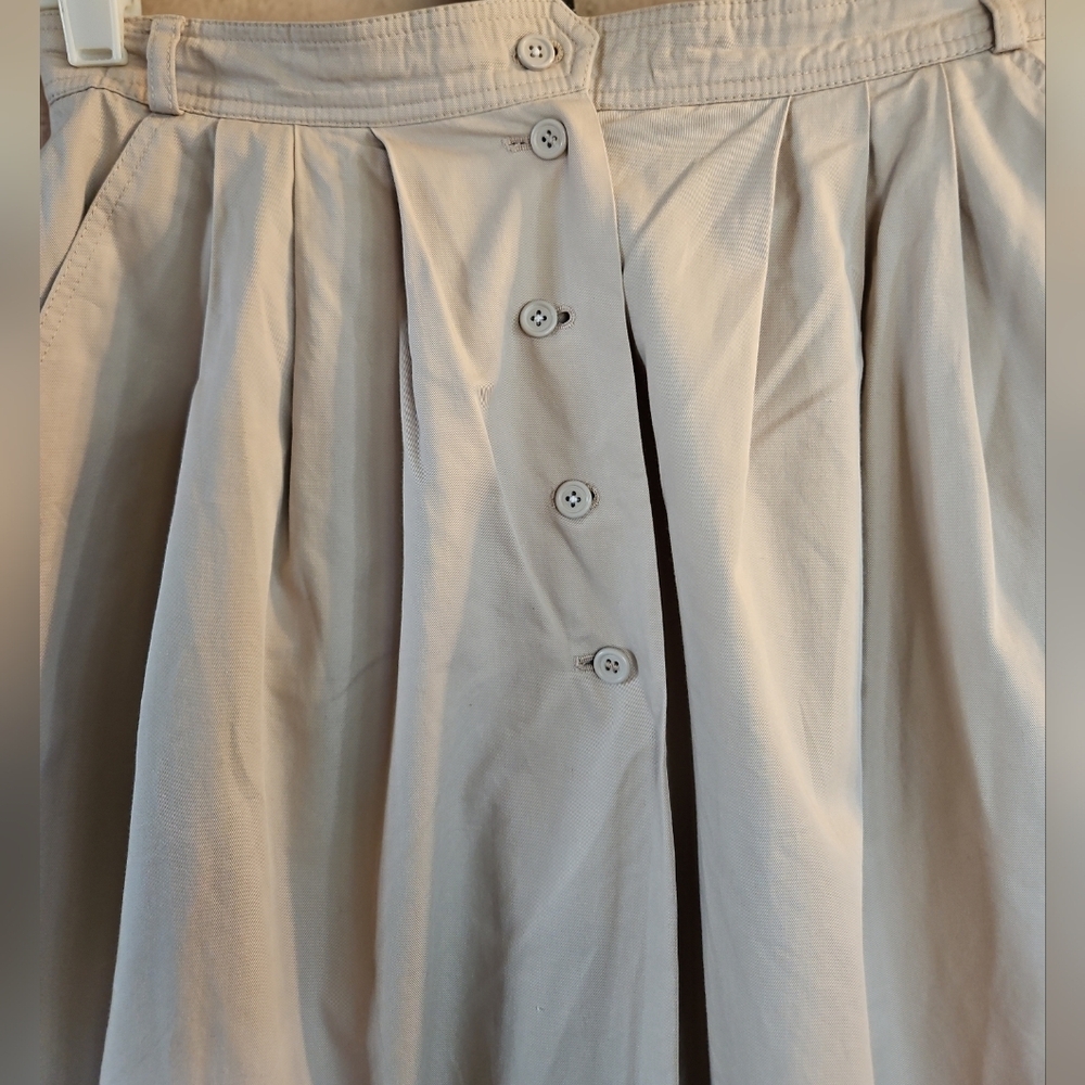 Vintage Bogner 100% Trevira Pleated Midi Skirt Size 8 Beige High Waist - Picture 3 of 7